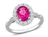 2.05 Carat (ctw) Pink and WhiteTopaz Halo Ring in 10K White Gold